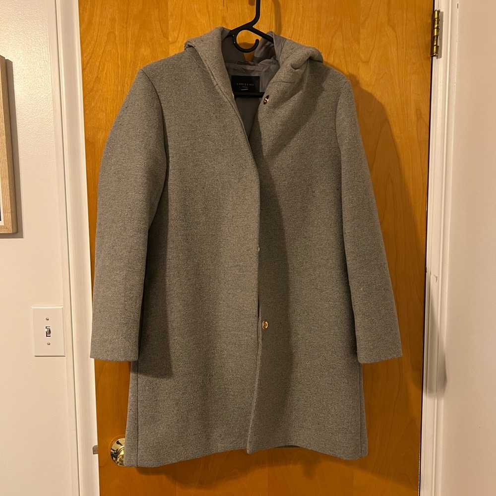Cortefiel button down pea coat with hood